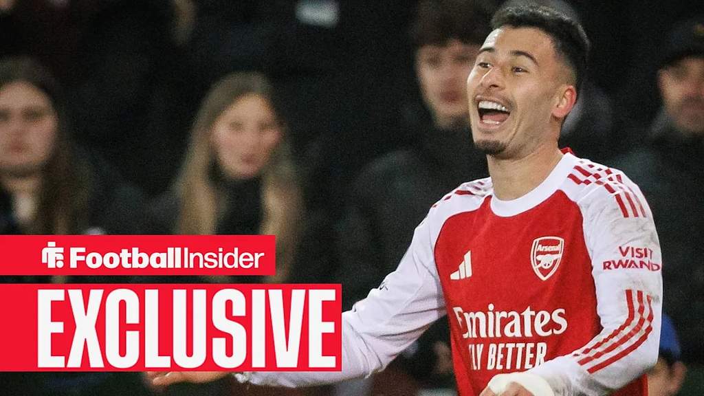 Pemain depan Arsenal Gabriel Martinelli dalam sebuah pertandingan