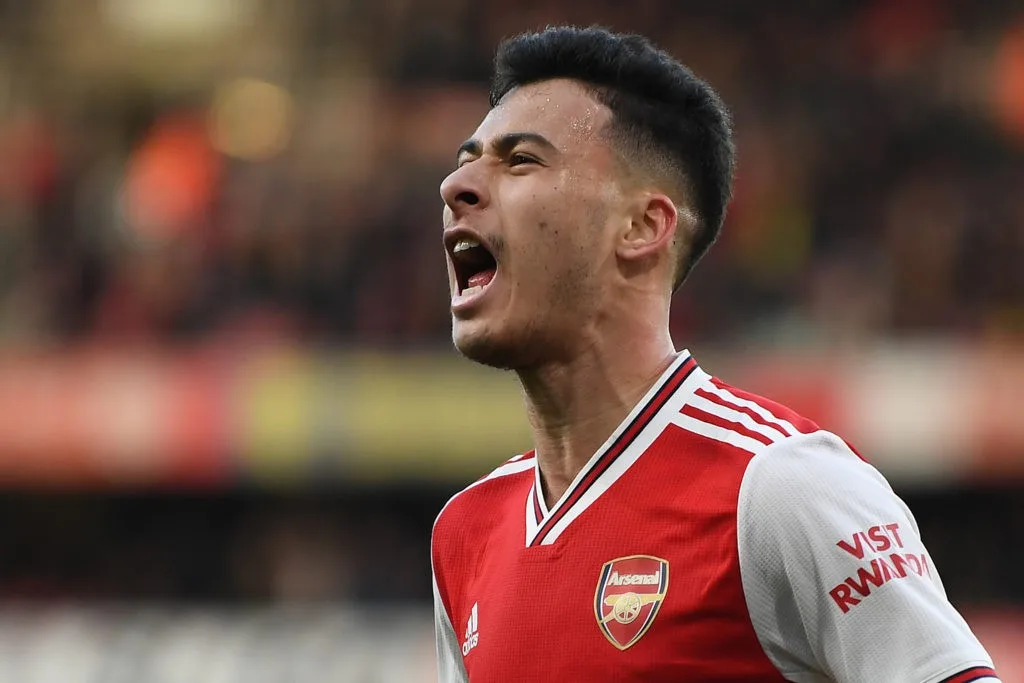 Gabriel Martinelli penyerang Arsenal di lapangan